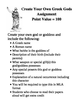 greek mythology writing assignment