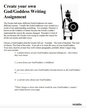 create your own myth assignment examples