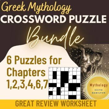 Chapter Review Crossword Puzzles for Greek Mythology by Edith Hamilton