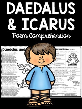 Preview of Greek Mythology Daedalus and Icarus Poem Reading Comprehension Worksheet