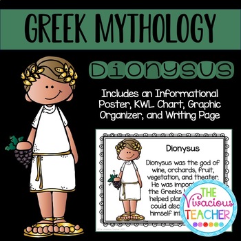 Preview of Greek Mythology ~ Dionysus (Poster, KWL Chart, Story Map, and Writing Paper)