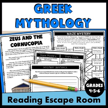 Preview of Greek Mythology Escape Room Zeus and the Cornucopia Grades 4, 5, and 6