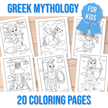 Preview of Greek Mythology For Kids 4-8 | Downloadable PDF Coloring Pages