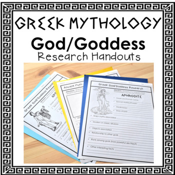 Preview of Greek Mythology God and Goddess Research Handouts
