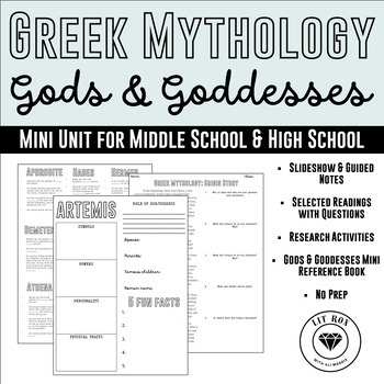 Preview of Greek Mythology: Gods & Goddesses ELA Mini Unit for Middle & High School NO PREP