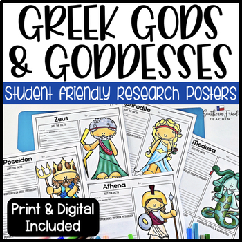 Preview of Greek Mythology Gods & Goddesses Research Project Posters - Printable & Digital