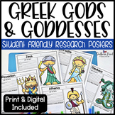 Greek Mythology Gods & Goddesses Research Project Posters 