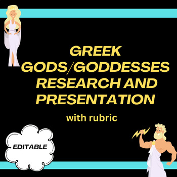 Preview of Greek Mythology - Gods/Goddesses Research and Presentation -- EDITABLE!