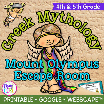 Preview of Greek Mythology Gods Reading Review Escape Room & Webscape™ - 4th & 5th Grade