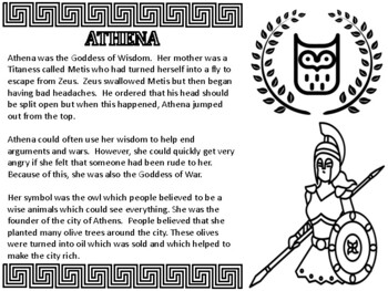 Preview of Greek Mythology - Gods and Goddesses