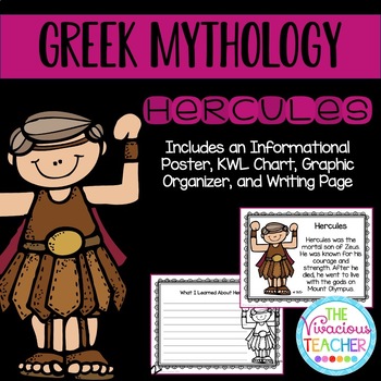 Preview of Greek Mythology ~ Hercules (Poster, KWL Chart, Story Map, and Writing Paper)