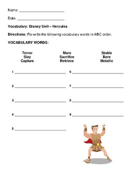 Preview of Greek Mythology Hercules Vocabulary #3 - Elementary
