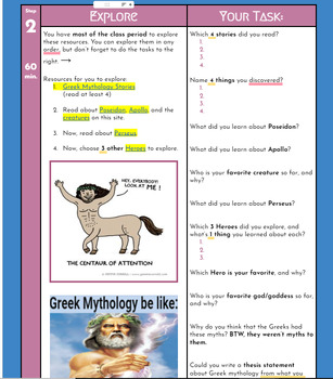 greek mythology writing assignment