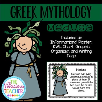 Preview of Greek Mythology ~ Medusa (Poster, KWL Chart, Story Map, and Writing Paper)