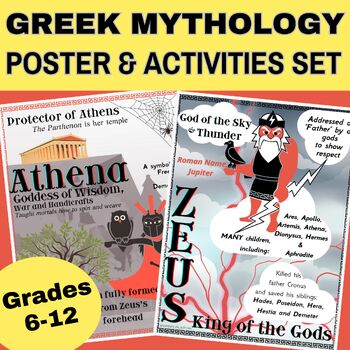 Preview of Greek Mythology Olympic Pantheon Poster and Activities Set