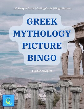Preview of Greek Mythology Picture Bingo - All Ages! Labeled Calling Cards, Markers, Cards