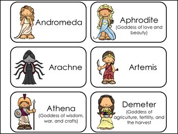 Preview of Printable Greek Mythology Preschool Picture and Word Flash Cards.