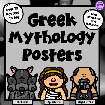 Greek Mythology Poster Set (Gods, Goddesses, Monsters) by Purple Palmetto