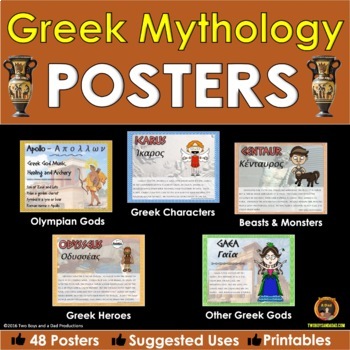 Preview of Greek Mythology Posters of Greek Gods, Characters, Beasts & Heroes