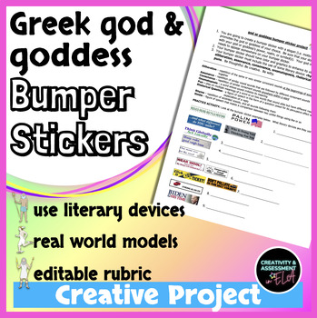 Preview of Greek Mythology Project | Creative god and goddess Bumper Sticker Activity