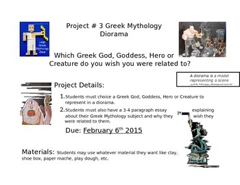 Preview of Greek Mythology Project -Diorama