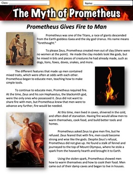 Preview of Greek Mythology - Prometheus Gives Fire to Man