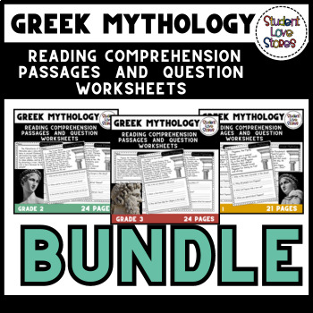 Preview of Greek Mythology Reading Comprehension Passages and Question   Bundle Grades 1-3