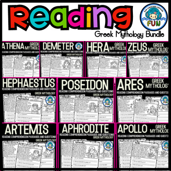 Preview of Greek Mythology Reading Comprehension Passages and Questions Bundle.