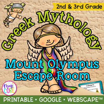 Preview of Greek Mythology Reading Comprehension Review Escape Room Webscape 2nd 3rd Grade
