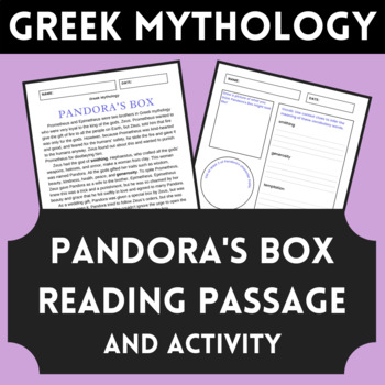 Preview of Greek Mythology Reading Passage for 5th Grade Language Arts | Pandora's Box