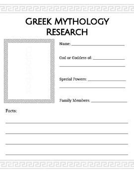Preview of Greek Mythology Research