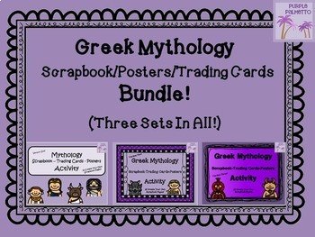 Preview of Greek Mythology Scrapbook/Trading Cards/Posters Activity BUNDLE