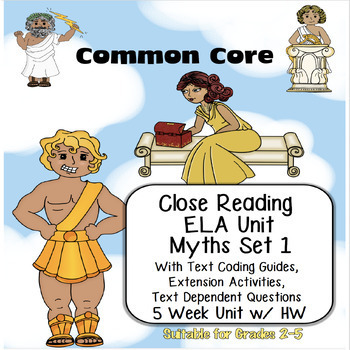 Preview of Greek Mythology Unit 2nd-6th Close Reading Text Coding Reading Comprehension 