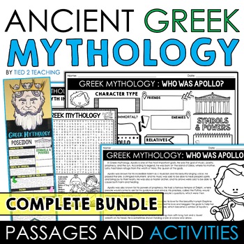 Preview of Greek Mythology Unit Bundle with Reading Comprehension Passages and Activities