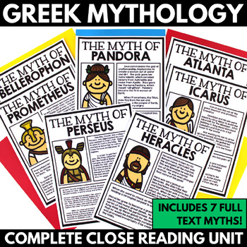 Preview of Greek Mythology Unit - Greece Myth Close Reading - Myth Projects Activities