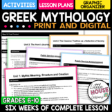 Greek Mythology Unit | Ancient Greek Mythology Activities | 6th-10th Grade