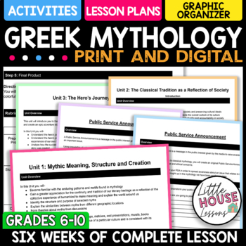 Preview of Greek Mythology Unit | Ancient Greece Activities | 6th-10th Grades