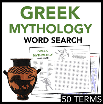 Greek Mythology Word Search Puzzle - 50 Terms - Fun Worksheet Activity ...