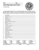 Greek Mythology Word Search and Vocabulary Activities Worksheets