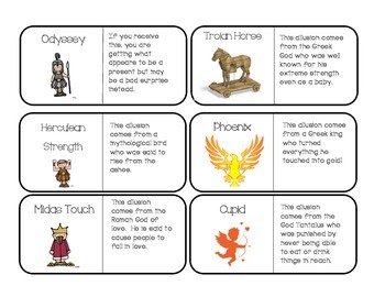 Greek Mythology game: Allusion Dominoes (4th grade) by JB Creations
