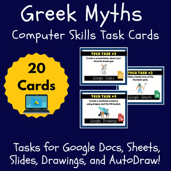 Preview of Greek Myths Computer Skills Google Suite Technology Curriculum Task Cards