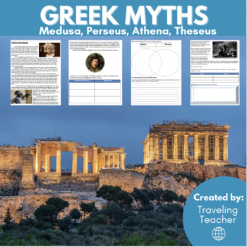 Preview of Greek Myths: Medusa, Perseus, Athena, Theseus: Reading & Comprehension Passages