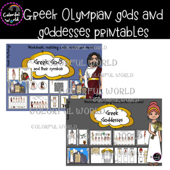 Preview of Greek Olympian Gods and Goddesses printables bundle