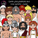 Greek Olympian gods and goddesses with their symbols clipart