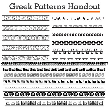 Preview of Greek Patterns Handout, Greek pattern line Art