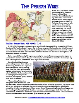 Preview of Persia War Reading for Ancient Greece: Worksheet & Comic Project