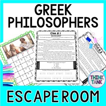 Preview of Greek Philosophers ESCAPE ROOM: Plato, Socrates, Aristotle