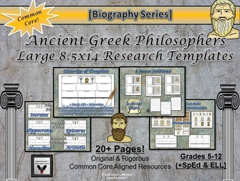 Preview of Greek Philosophers Large 8.5x14 Research Activity Templates