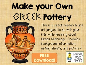 Preview of Greek Pottery Freebie ~ Research Information, Writing Sheets, and Art Activity!