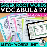 Greek Root Word Vocabulary Unit - Auto- Words - Print & Digital